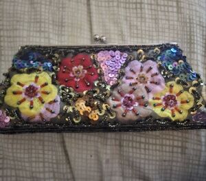 Floral Sequin Clutch